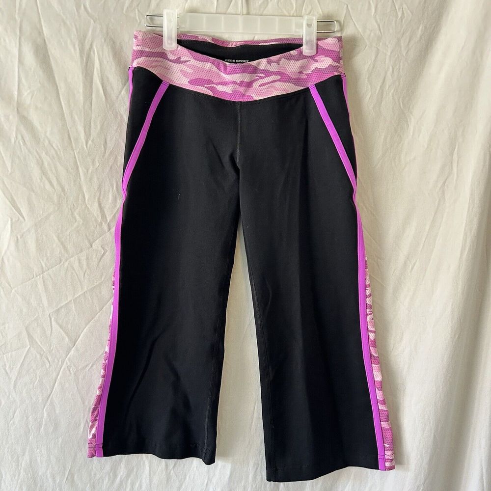 Vintage Y2k Low Rise Bebe Capris Pants 6 Mcbling Trashy Pink Capri Camo